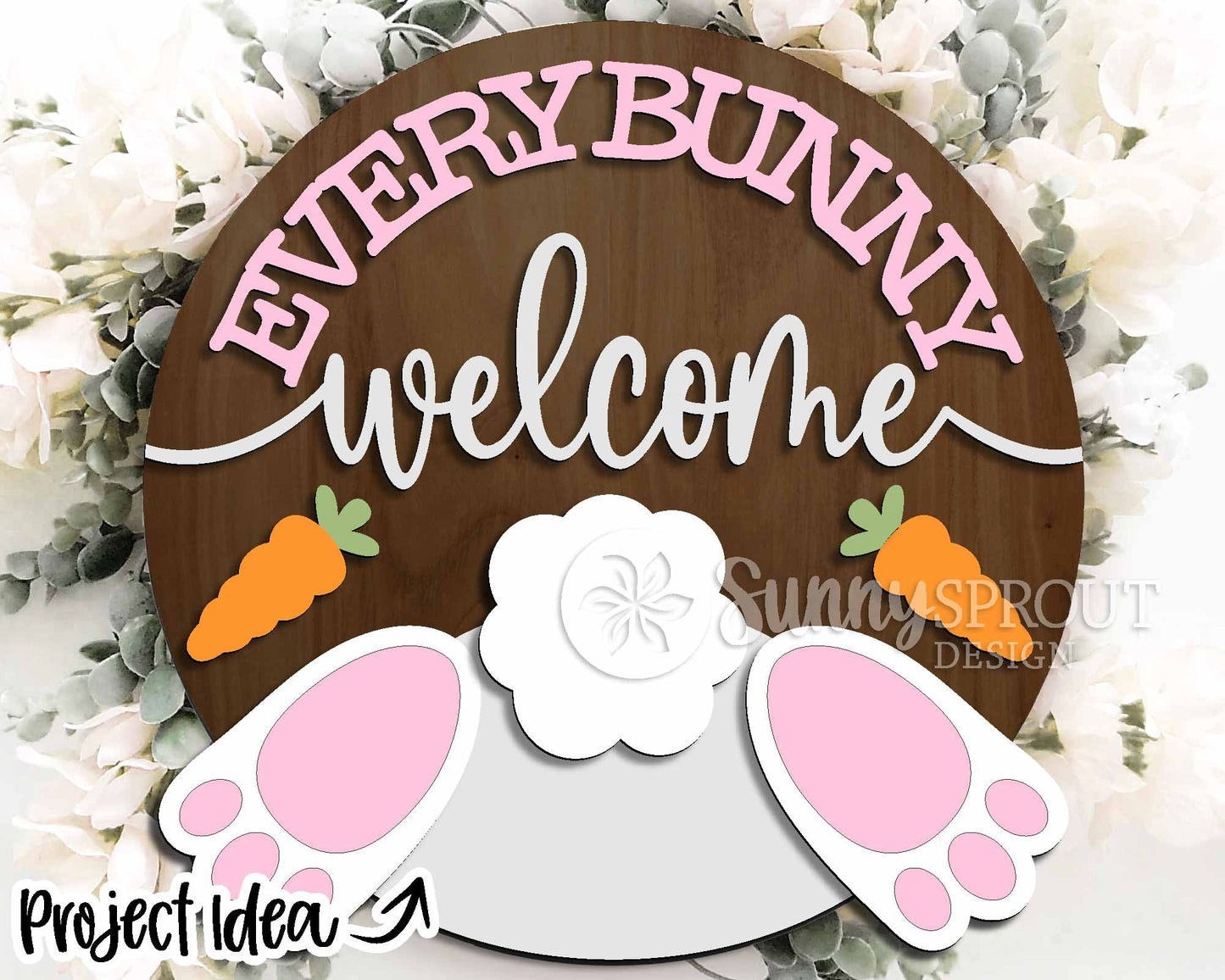 Easter Sign Bundle 3, Round door hanger svg, Glowforge laser file, Cricut, Spring welcome sign svg, Easter bunny egg svg