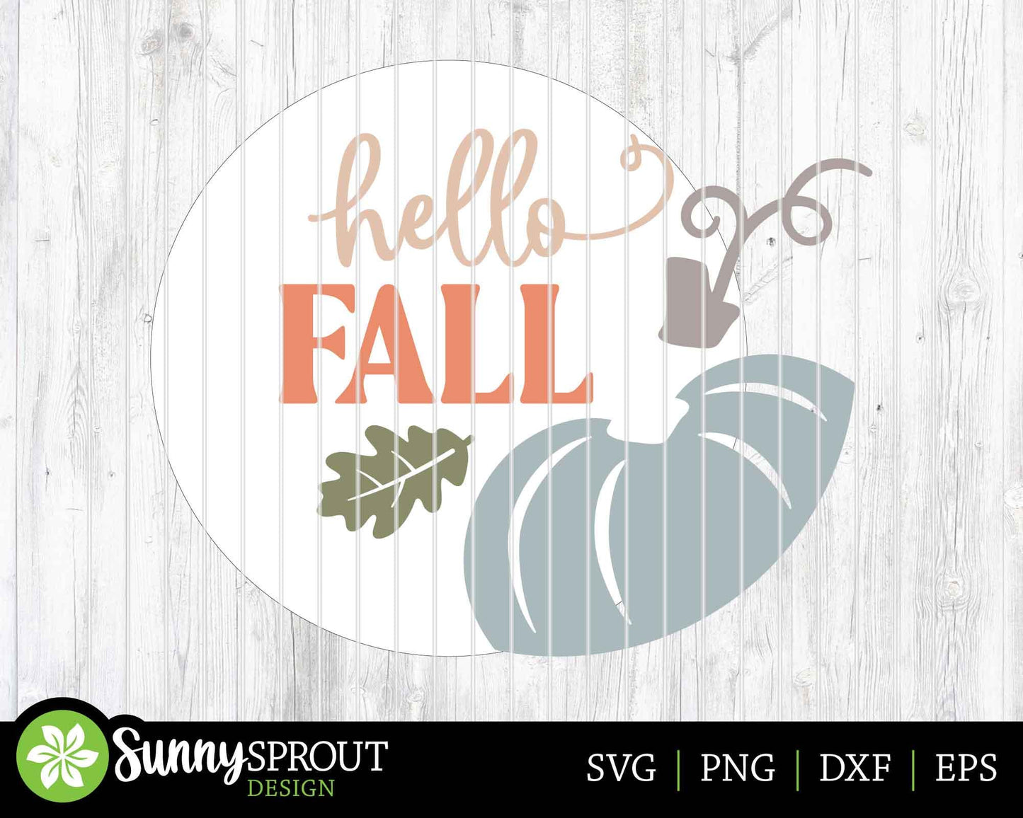 Hello Fall Pumpkin and Leaf Sign, Digital Download, SVG Laser Cut File, Cricut, Round Fall Door Hanger Design