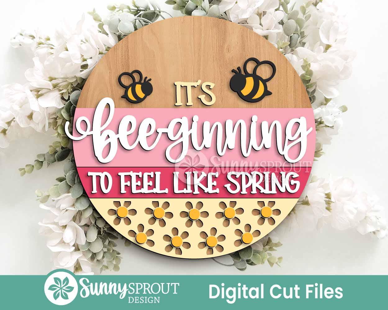 Spring Sign Bundle 5, Round door hanger svg, Glowforge laser file, Cricut, Spring flower welcome sign, Hello Spring