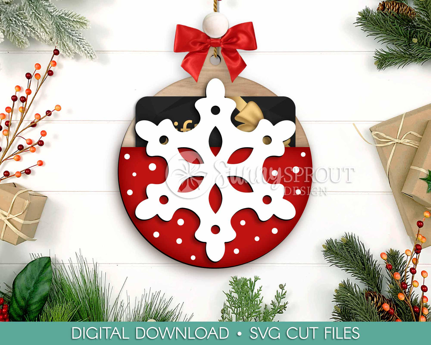 Gift Card Holder Snowflake Ornament, Digital download, SVG laser cut file, Cricut, Christmas design