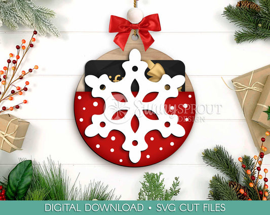 Gift Card Holder Snowflake Ornament, Digital download, SVG laser cut file, Cricut, Christmas design