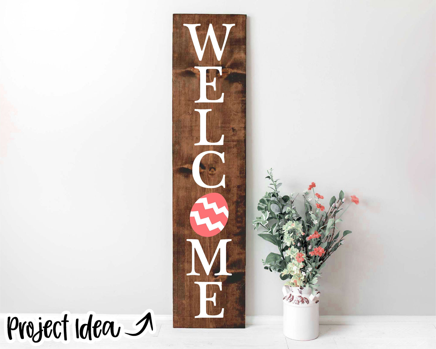 Welcome Porch Sign with Letter "O" Graphics, Digital Download, Cricut SVG Cut File, Silhouette, Interchangeable Front Door Leaner Design