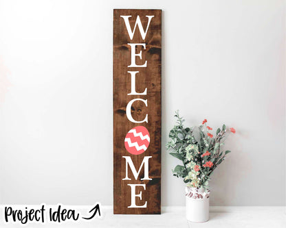 Welcome Porch Sign with Letter "O" Graphics, Digital Download, Cricut SVG Cut File, Silhouette, Interchangeable Front Door Leaner Design