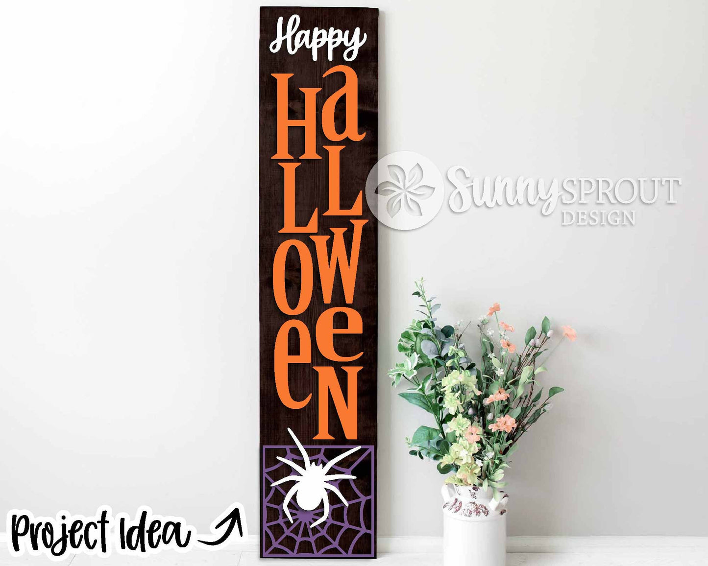 Happy Halloween Spiderweb Sign, Digital download, SVG Laser Cut File, Cricut, Fall vertical porch leaner design