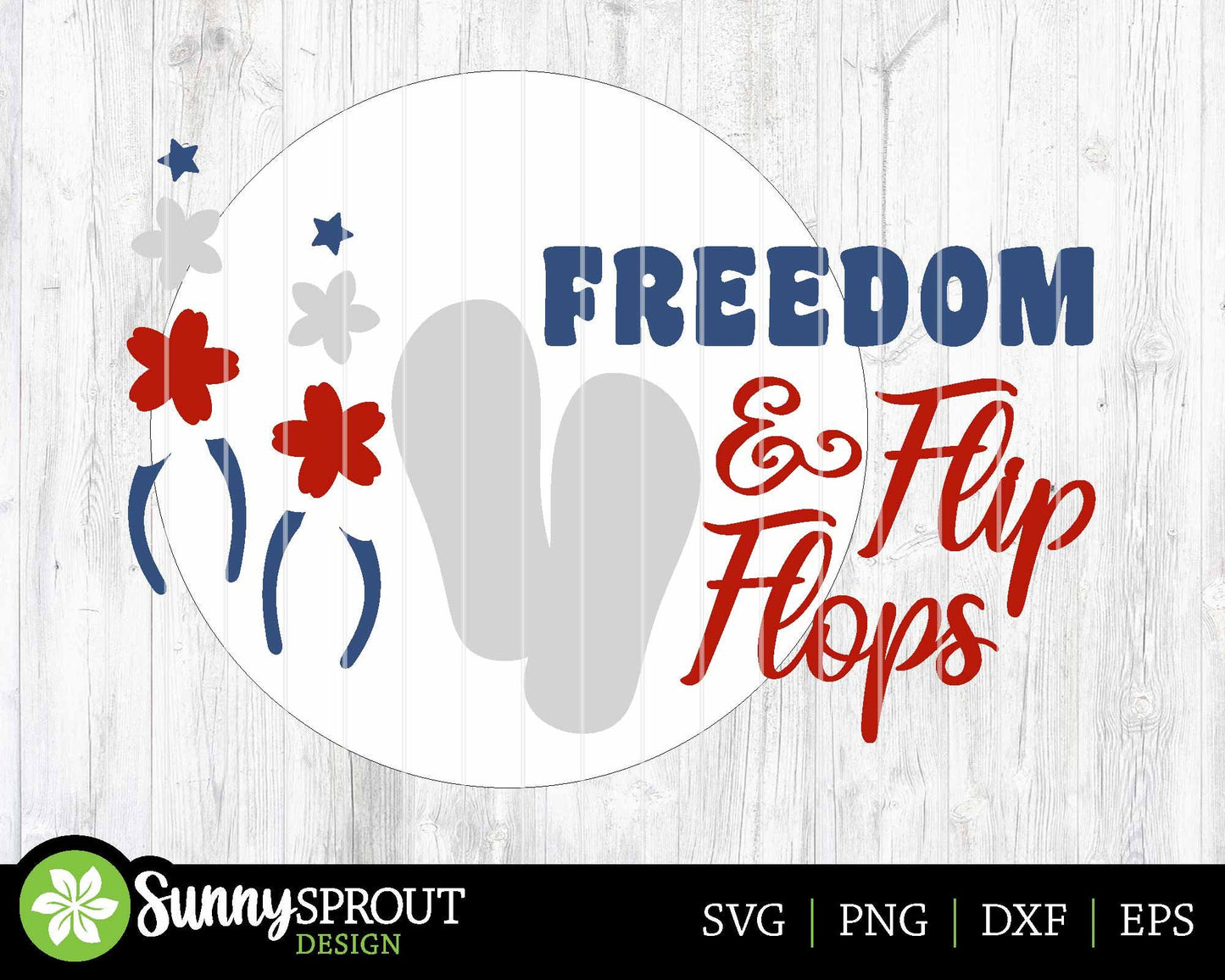 Freedom and Flip Flops Sign, Digital Download, SVG Laser Cut File, Cricut, Round Door Hanger Design, Patriotic 4th of July Decor