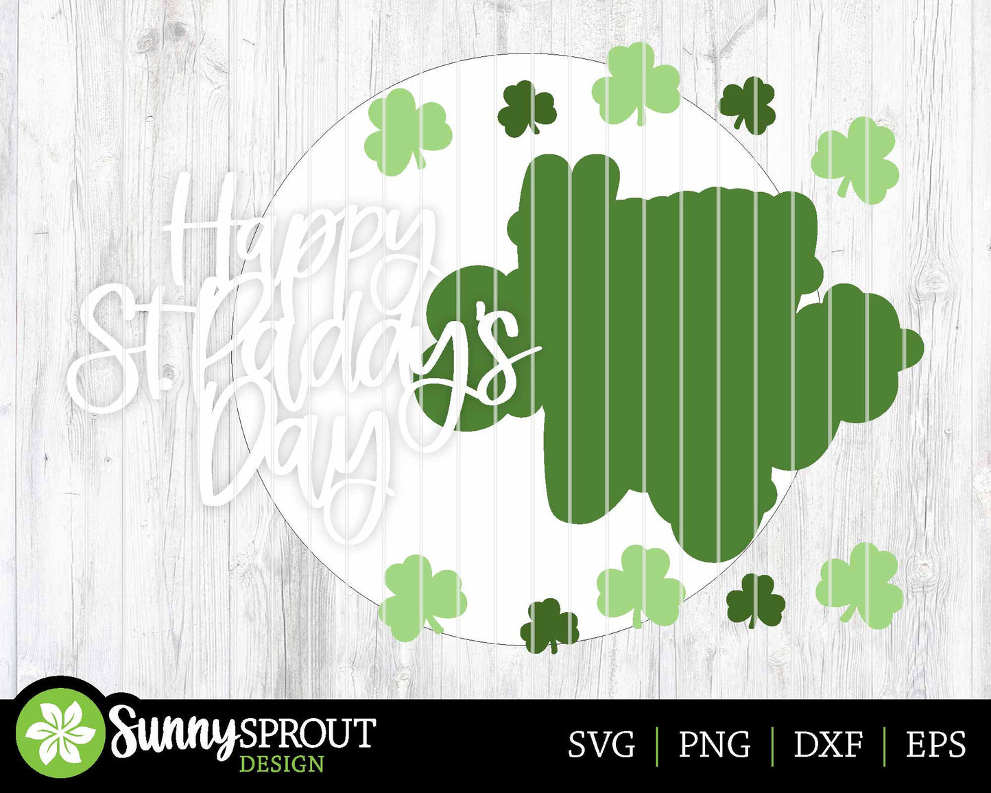 Happy St. Paddy's Day Shamrock Sign, Digital Download, SVG Laser Cut File, Cricut, Round Door Hanger Design, St. Patrick's Day Decor