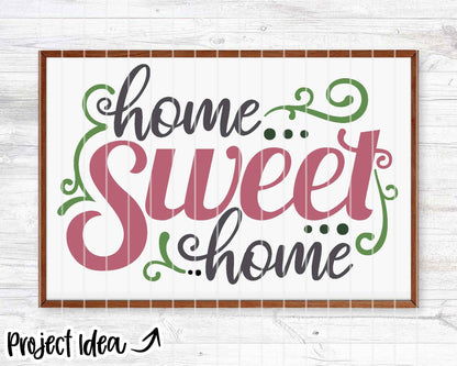 Home Sweet Home SVG, Digital download, Cricut cut file, Silhouette, Round door hanger design