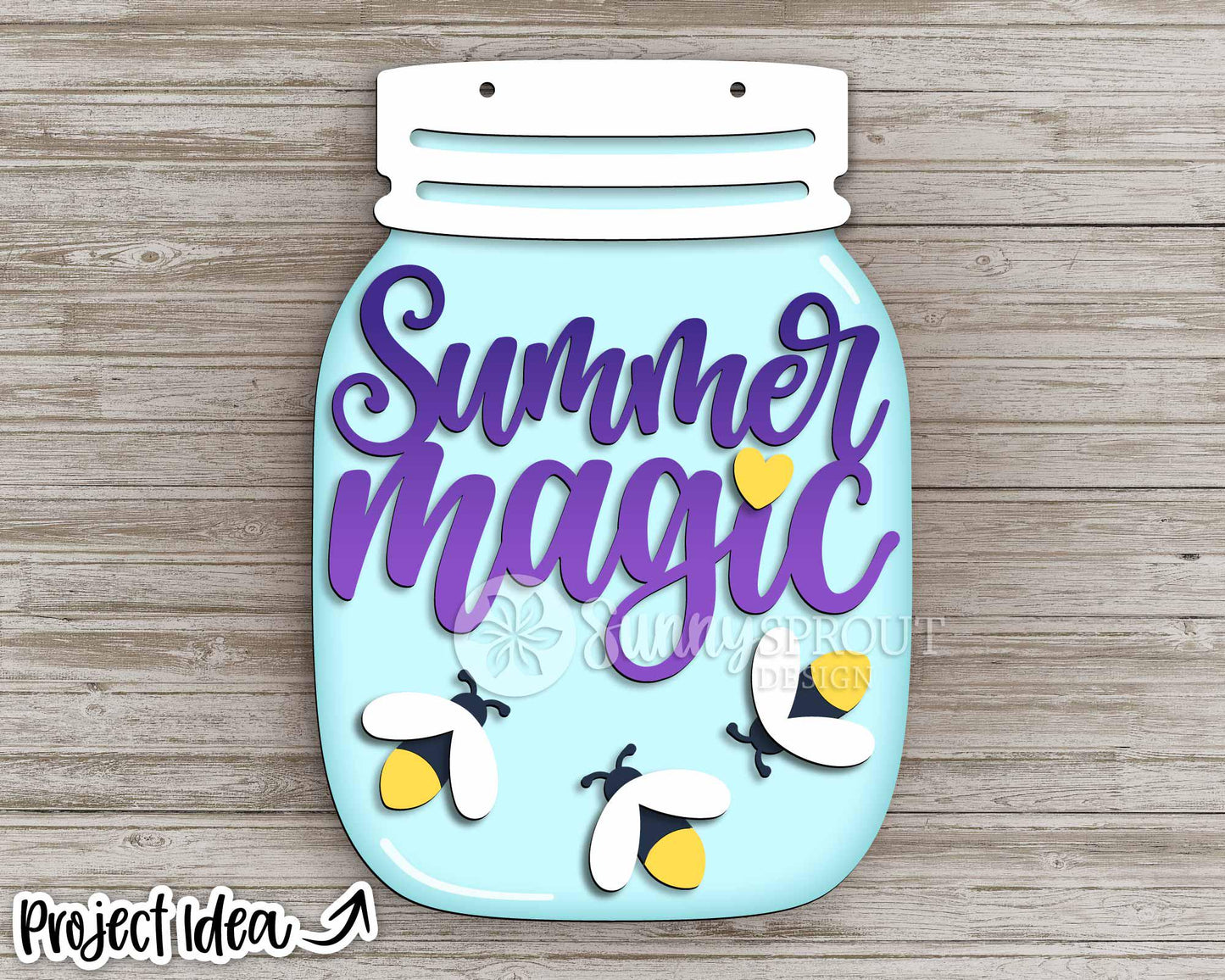 Summer Magic Firefly Mason Jar Sign, Digital Download, SVG Laser Cut File, Cricut, Door Hanger Wall Decor Design