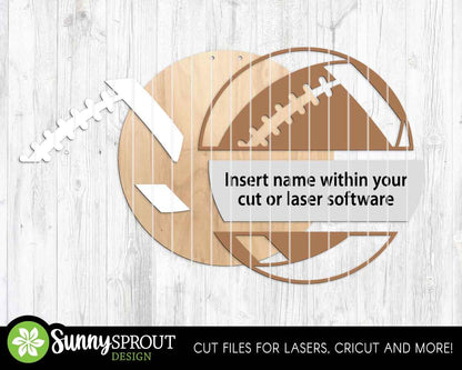 Football Player Name Number Sign, Digital Download, SVG Laser Cut File, Cricut, Door Hanger Wall Art Design, Personalized Sports Decor