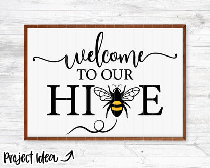 Welcome to Our Hive Bee SVG, Digital download, Cricut cut file, Silhouette, Round door hanger design