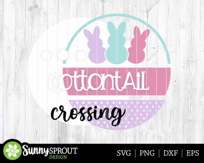 Cottontail Crossing Bunny Sign, Digital download, SVG Laser cut file, Cricut, Round door hanger design, Easter decor