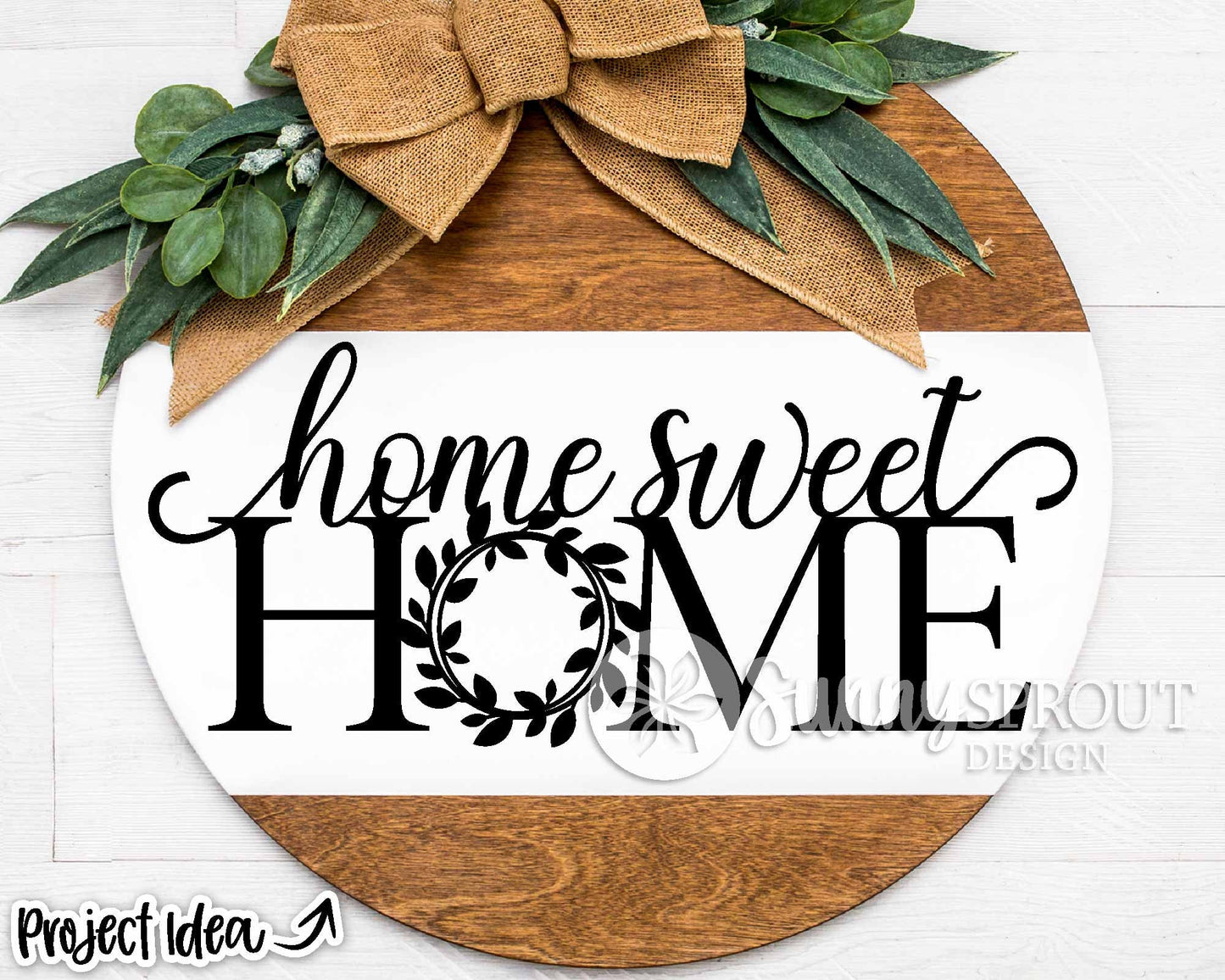 Home Sweet Home Wreath SVG, Round door hanger svg, Cricut cut file, Glowforge laser cut file, Welcome sign svg