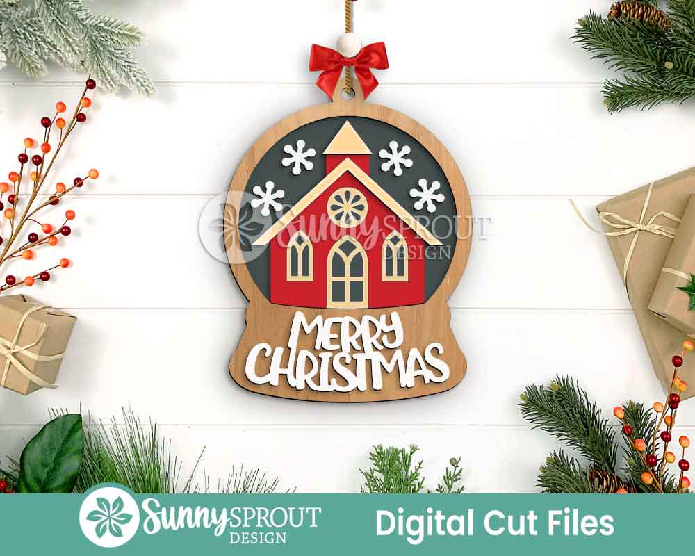 Snow Globe Christmas Ornament Bundle, Digital download, SVG laser cut file, Cricut
