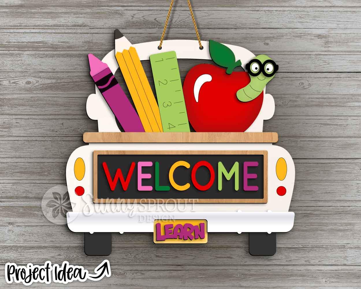 Classroom Supplies Chalkboard Old Truck Sign, Digital download, SVG laser cut file, Cricut, Door hanger design, Back to school teacher decor