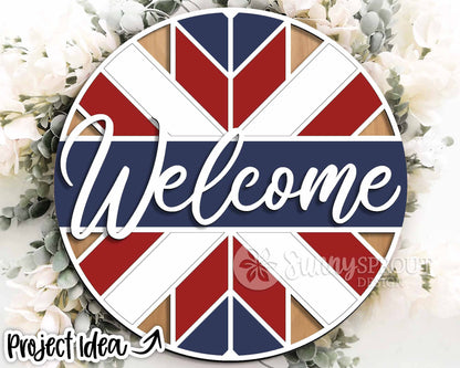 Barn Quilt Welcome Sign, Digital Download, SVG Laser Cut File, Cricut, Farmhouse Round Door Hanger Design