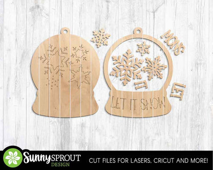 Snow Globe Christmas Ornament Bundle, Digital download, SVG laser cut file, Cricut