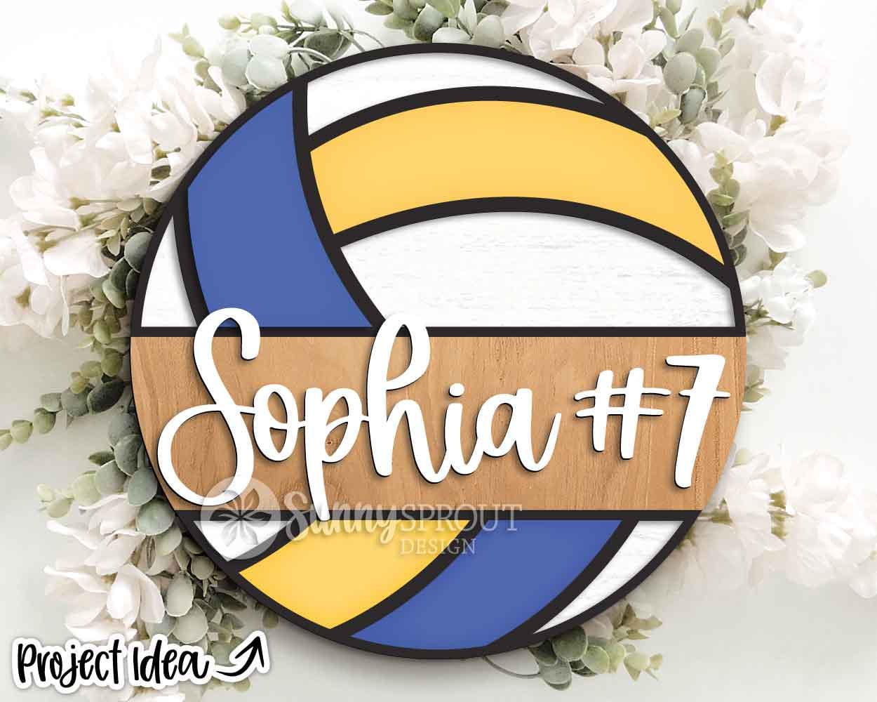 Volleyball Player Name Number Sign, Digital Download, SVG Laser Cut File, Cricut, Door Hanger Wall Art Design, Personalized Sports Decor
