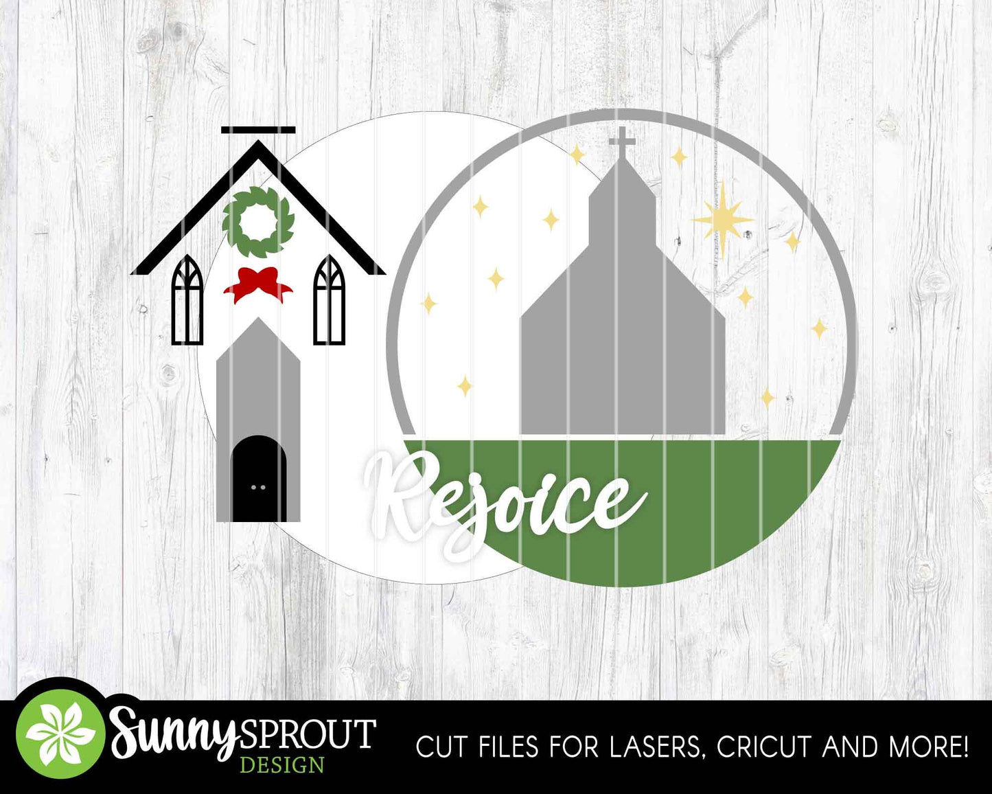 Rejoice Christmas Church Sign, Digital Download, SVG Laser Cut File, Cricut, Round Door Hanger Design