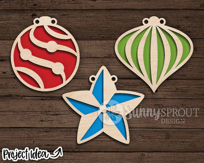 Ornament Garland SVG, Digital download, Glowforge laser file, Cricut, Silhouette, Christmas ornaments for tree design