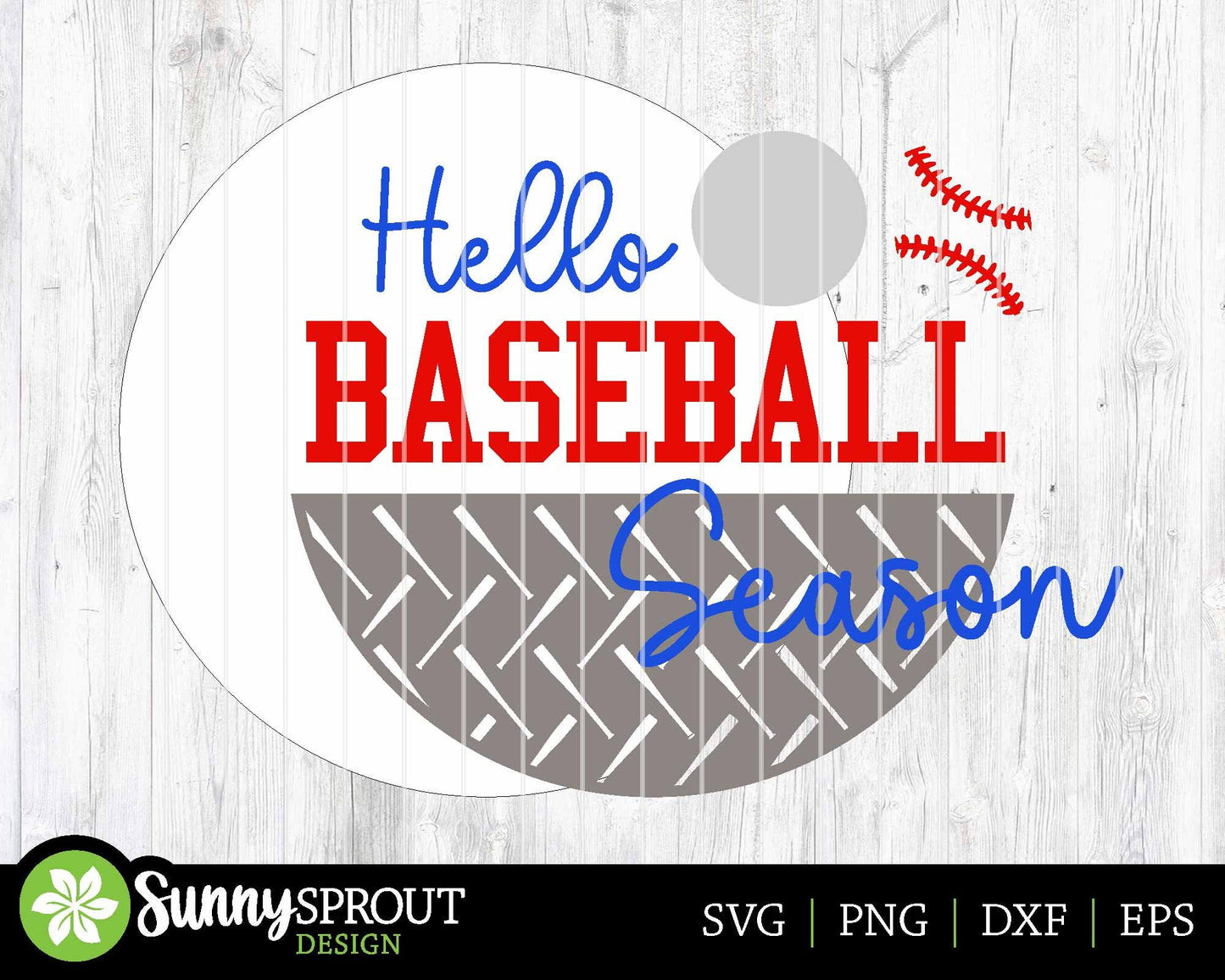 Hello Baseball Season Sign, Digital Download, SVG Laser Cut File, Cricut, Round Door Hanger Design, Sports Decor