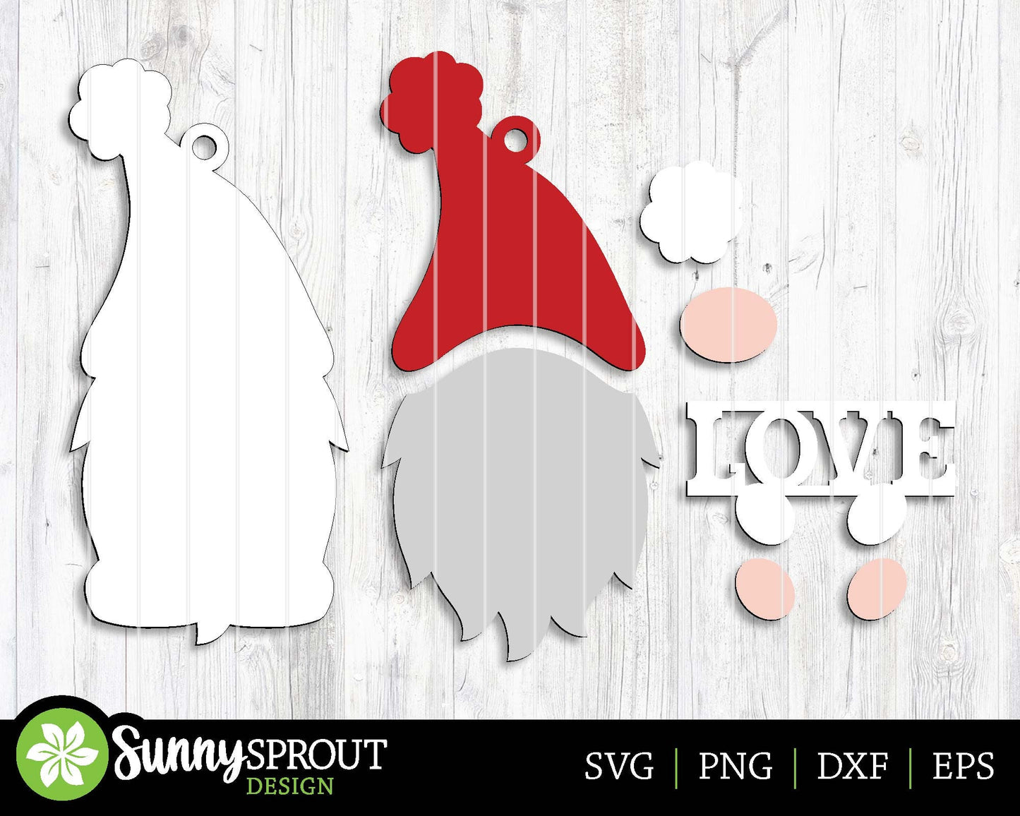 Peace Love Joy Santa Gnome Ornament Bundle, Digital download, SVG laser cut file, Cricut, Christmas design