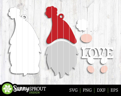 Peace Love Joy Santa Gnome Ornament Bundle, Digital download, SVG laser cut file, Cricut, Christmas design