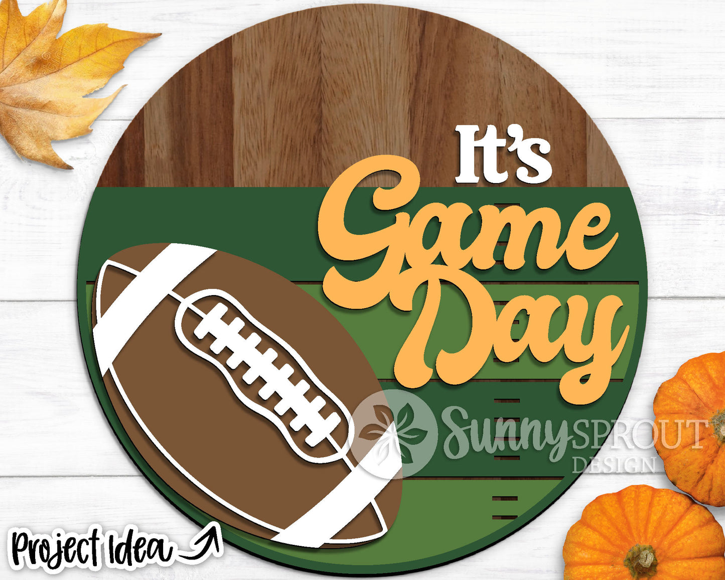 It's Game Day Football Sign, Digital Download, SVG Laser Cut File, Cricut, Round Door Hanger Design, Sports Decor