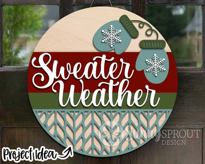 Winter Laser Sign Bundle, Round door hanger, Glowforge laser file, Cricut cut file, Silhouette, Holiday welcome sign svg