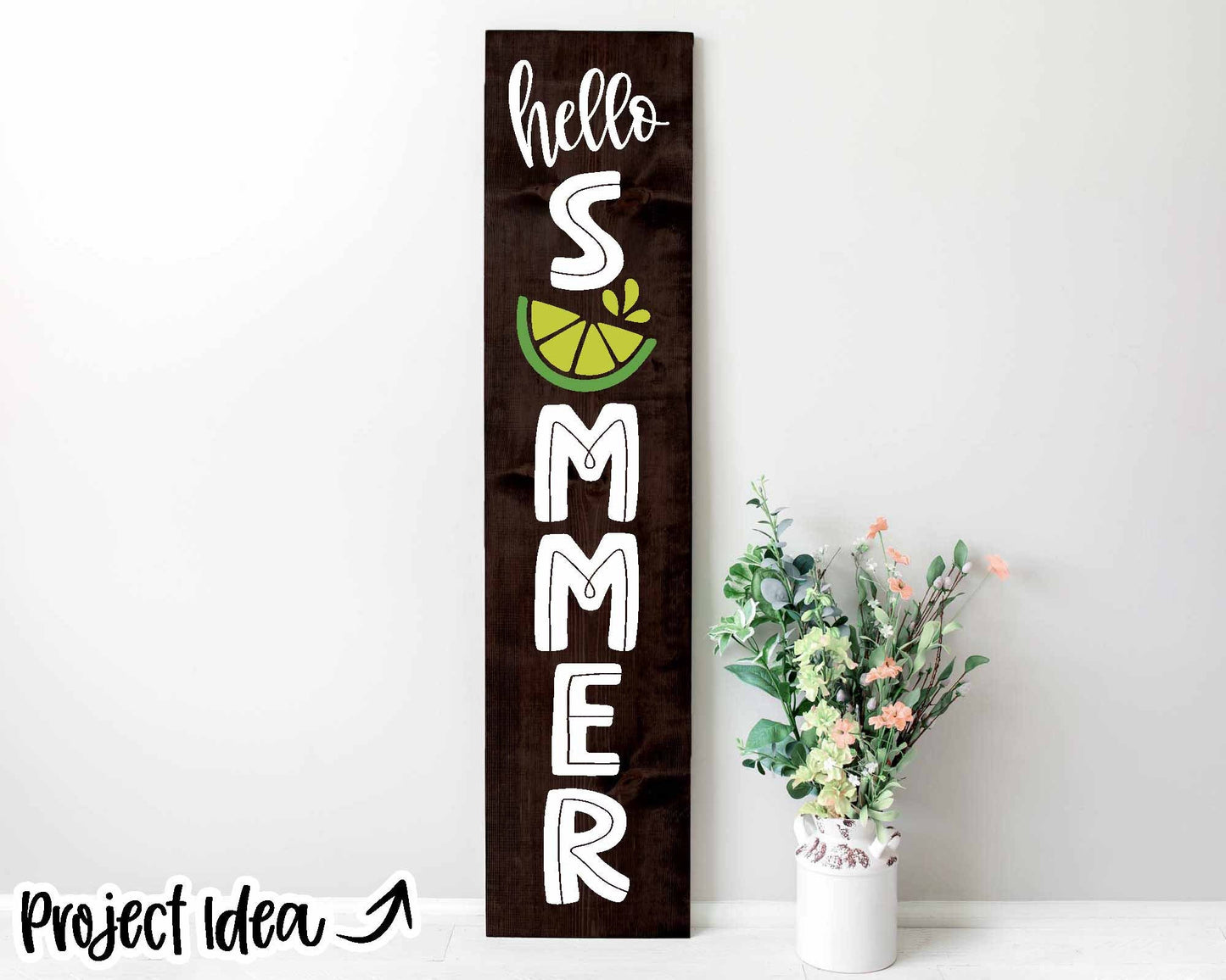 Hello Summer Lime Sign, Digital Download, Cricut SVG Cut File, Vertical Porch Leaner Design