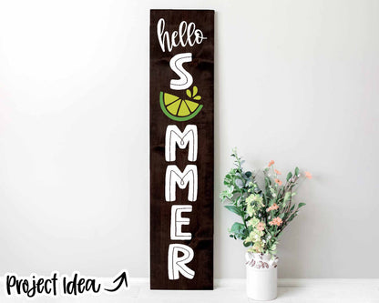 Hello Summer Lime Sign, Digital Download, Cricut SVG Cut File, Vertical Porch Leaner Design