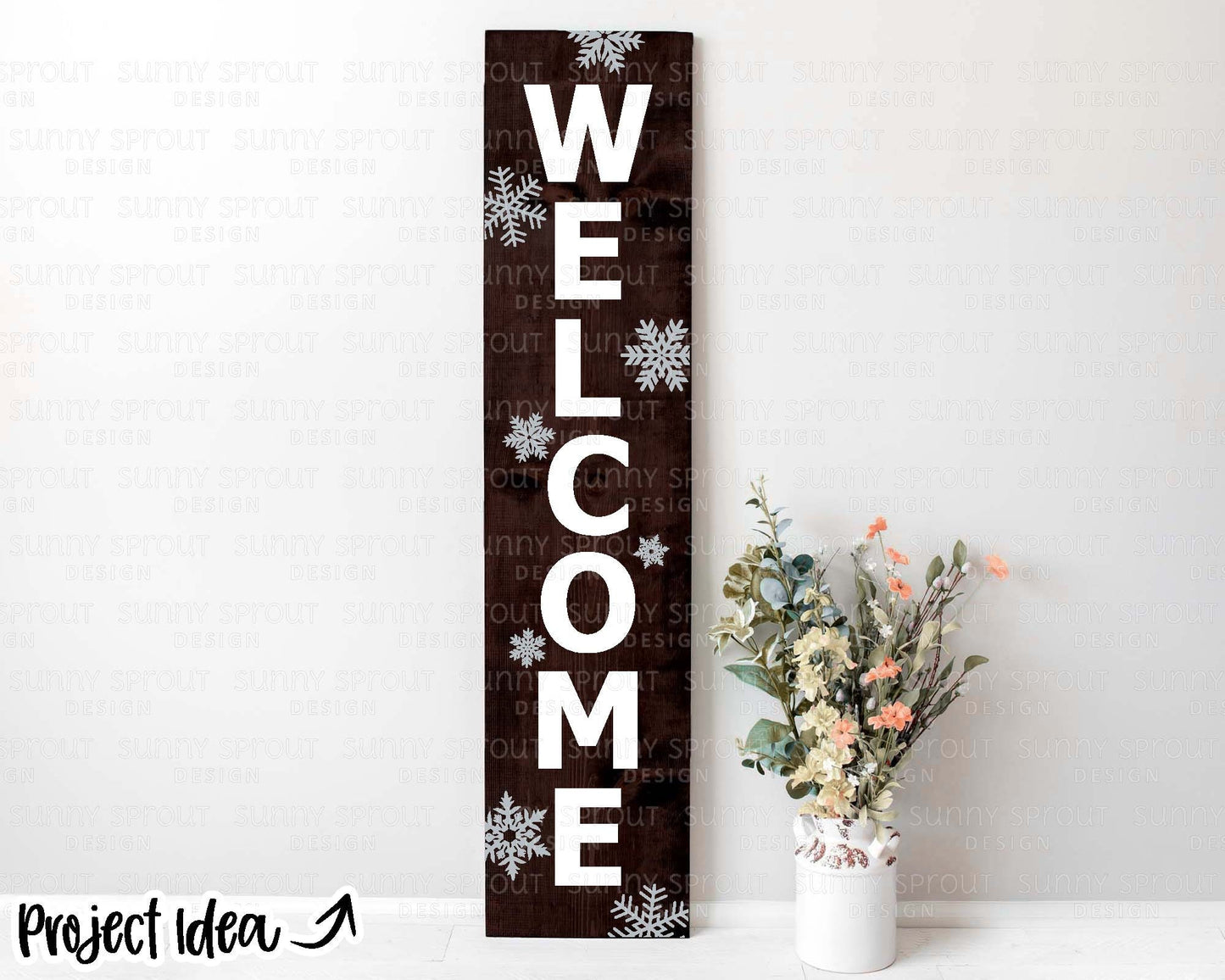 Welcome Snowflake Porch Sign Digital Download | Print File, Cricut, Silhouette Cut File | Winter Front Door Sign Design | svg png dxf eps