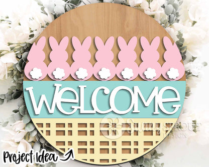 Easter Sign Bundle 3, Round door hanger svg, Glowforge laser file, Cricut, Spring welcome sign svg, Easter bunny egg svg