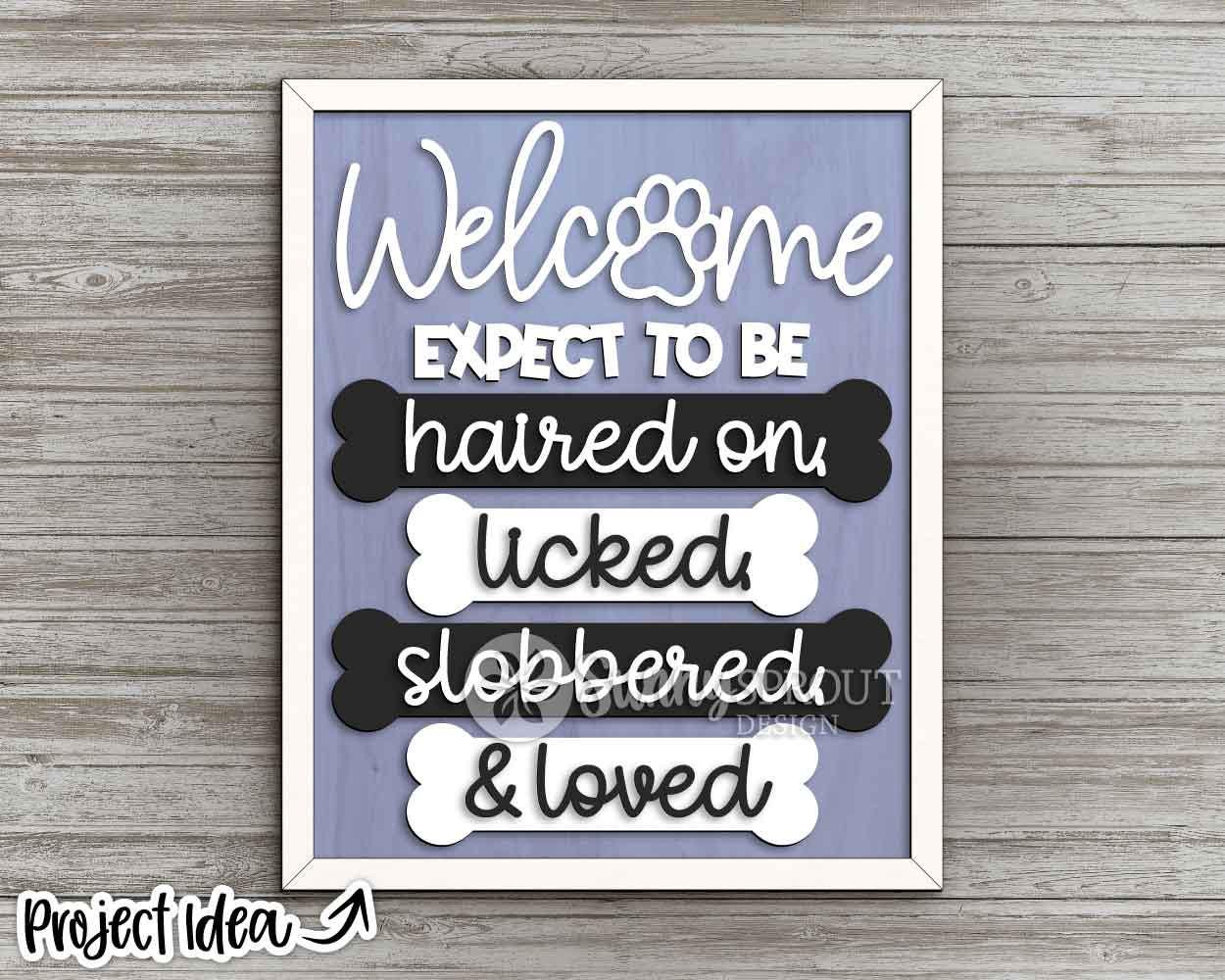 Welcome Dog Bone Loved Sign, Digital download, SVG Laser cut file, Cricut, Door hanger wall art design, Dog pet animal shelf sitter