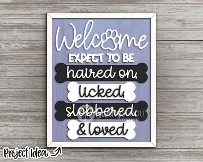 Welcome Dog Bone Loved Sign, Digital download, SVG Laser cut file, Cricut, Door hanger wall art design, Dog pet animal shelf sitter