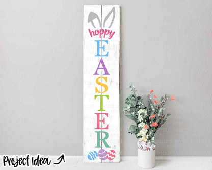 Hoppy Easter Bunny Ears Porch Sign, Digital download, SVG Cricut cut file, Silhouette, Door leaner design