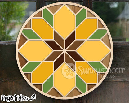 Floral Barn Quilt Sign, Digital download, SVG Laser cut file, Cricut, Round door hanger design, Spring Easter decor