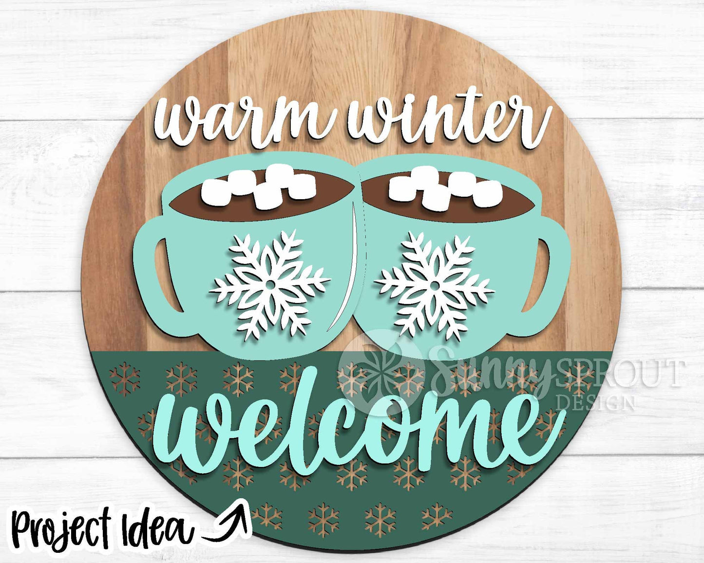 Holiday Laser Sign Bundle, Round door hanger, Glowforge laser file, Cricut, Silhouette, Christmas, Winter welcome sign