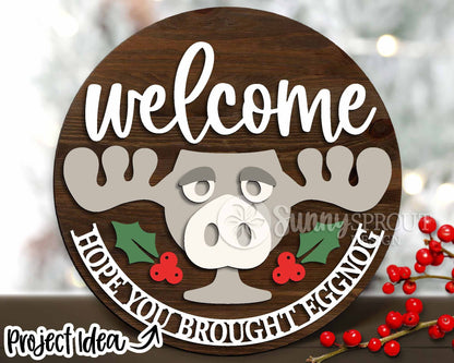 Christmas Laser Sign Bundle 2, Round door hanger, Glowforge laser file, Cricut, Holiday welcome svg, Christmas tree decor