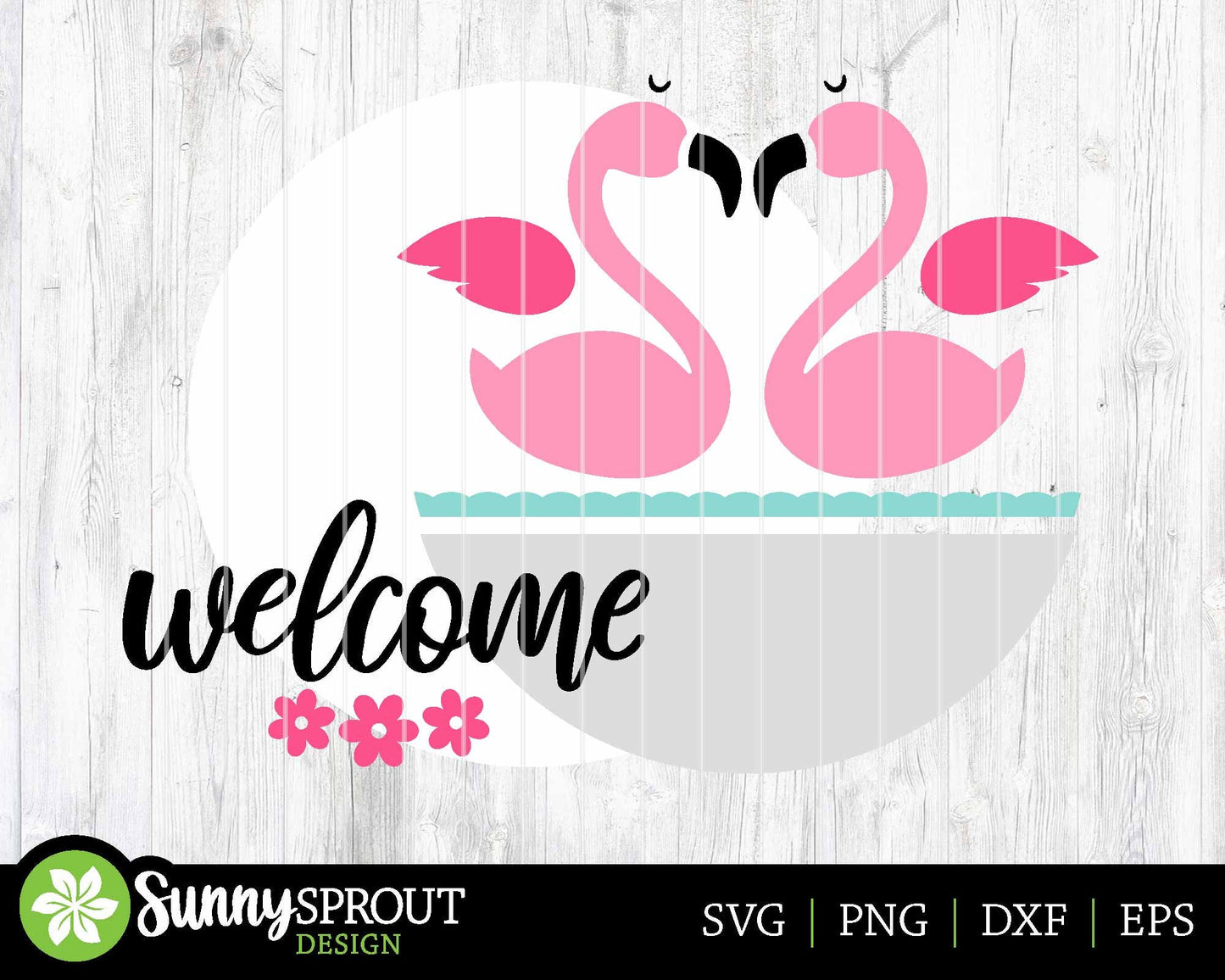 Welcome Flamingo Love Sign, Digital Download, SVG Laser Cut File, Cricut, Summer Round Door Hanger Design