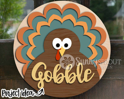 Thanksgiving Laser Sign Bundle, Round door hanger, Glowforge laser file, Cricut cut svg, Silhouette, Fall welcome sign