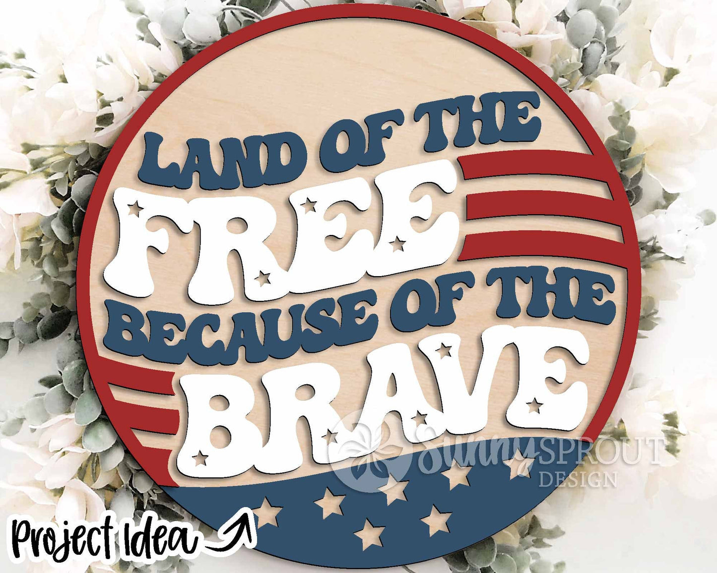 Patriotic Laser Sign Bundle, Round door hanger svg, Glowforge laser file, Cricut, Independence Day svg, 4th of July decor