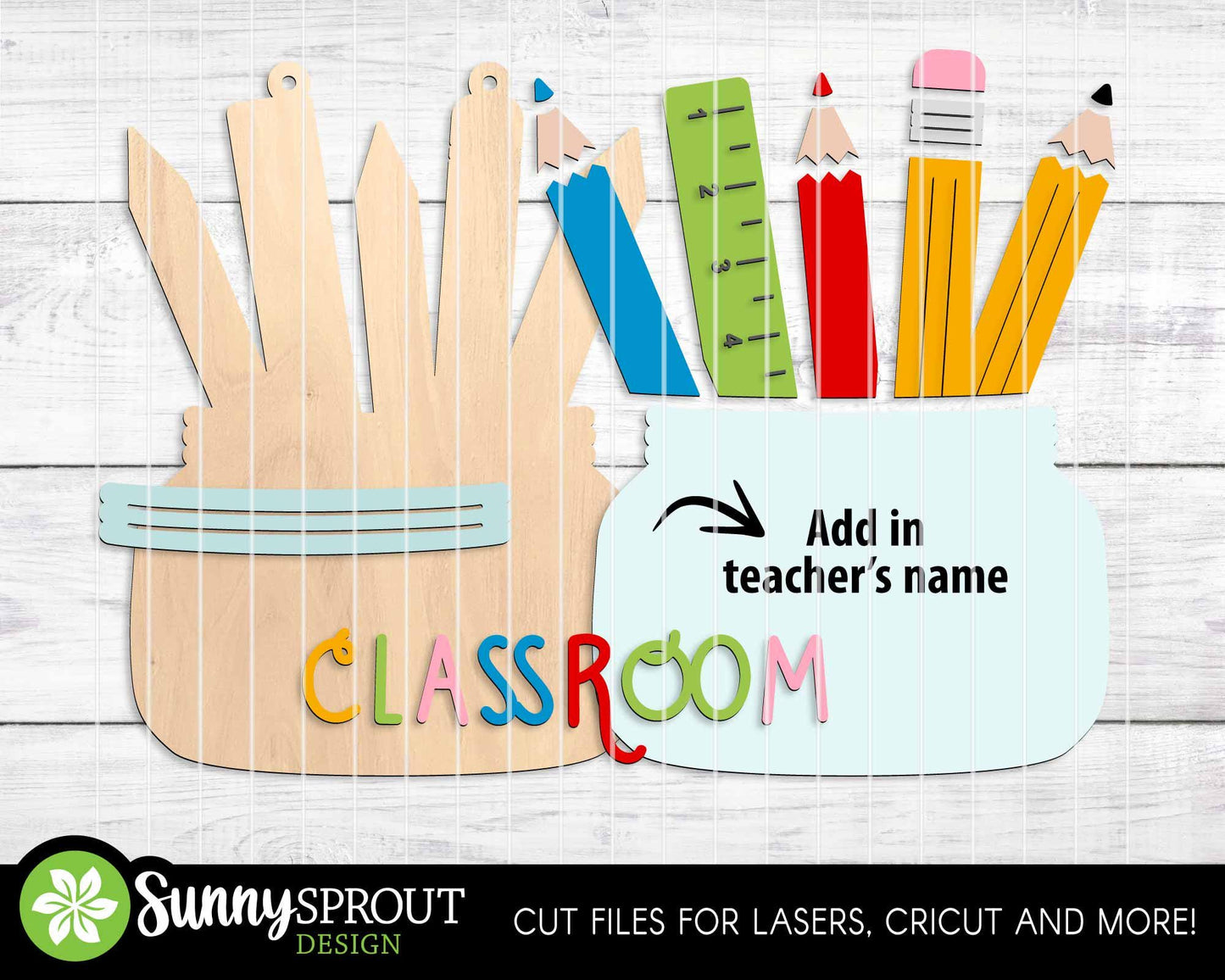 Classroom Teacher Name Sign, Digital download, SVG Laser cut file, Cricut, Door hanger design, Personalize school decor