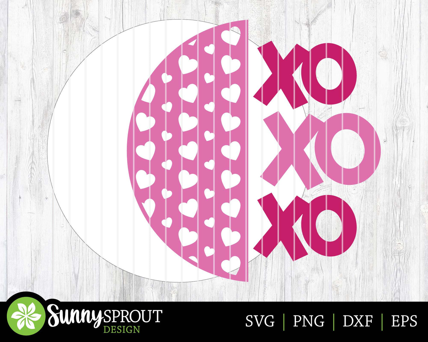 XOXO Vertical Heart Pattern Sign, Digital Download, SVG Laser Cut File, Cricut, Round Door Hanger Wall Art Design, Valentine's Day Decor