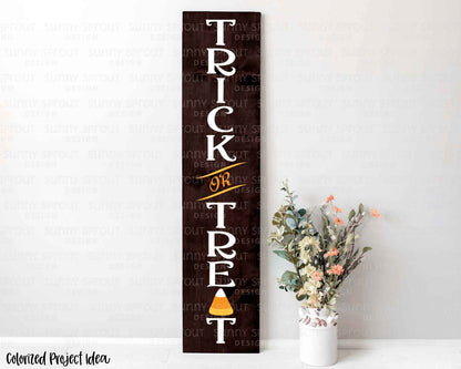 Trick or Treat Halloween Porch Sign, Digital Download, Cricut SVG Cut File, Silhouette, Fall Front Door Leaner Design