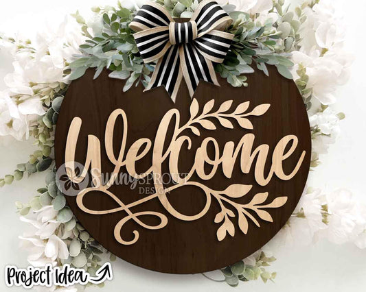 Welcome Branch Sign, Digital Download, SVG Laser Cut File, Cricut, Farmhouse Round Door Hanger Design