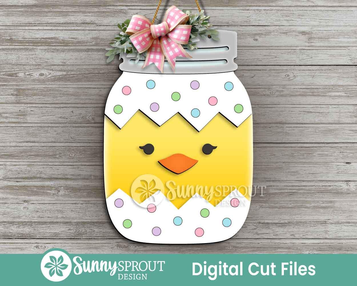Easter Mason Jar Sign Bundle, Door hanger svg, Glowforge laser cut files, Cricut, Spring welcome sign svg