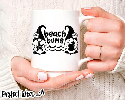 Beach Bums Gnomes SVG, Digital download, Cricut vinyl cut file, Silhouette, Summer vacation shirt, Sign, Mug design