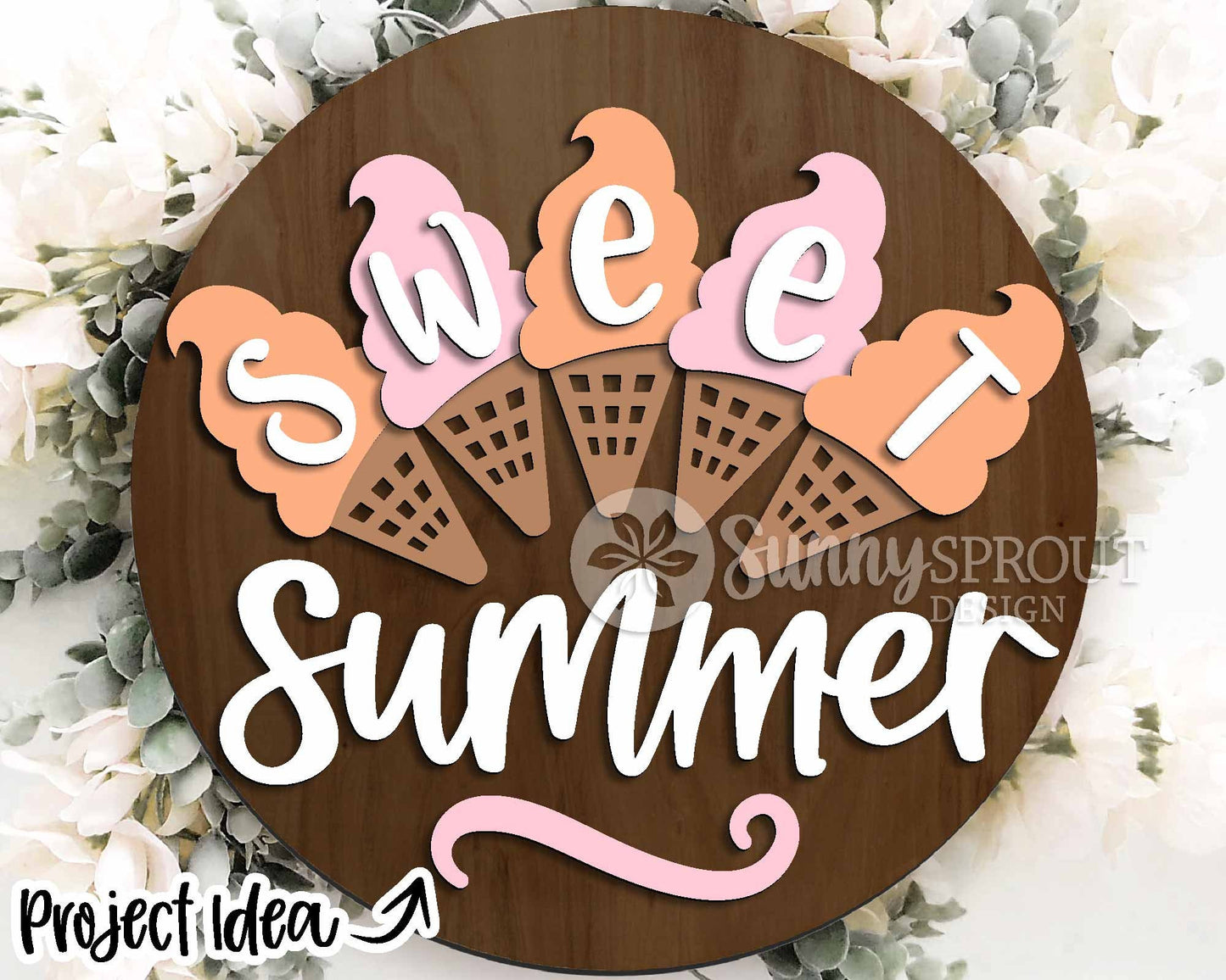 Summer Laser Sign Bundle 3, Round door hanger svg, Glowforge laser file, Cricut cut file, Front door welcome sign