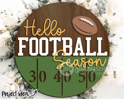 Sport Season Sign Bundle, Round door hanger svg, Glowforge laser file, Cricut, Football, Basketball, Hockey, Baseball