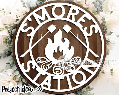 Camping Laser Sign Bundle, Round door hanger svg, Glowforge laser file, Cricut, Front door welcome sign, Summer decor svg